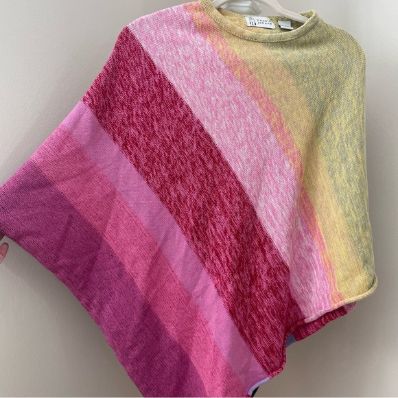 Cousin Johnny Anthropologie Poncho Shawl Wrap Vibrant Summer Stripe One Size - Picture 2 of 4